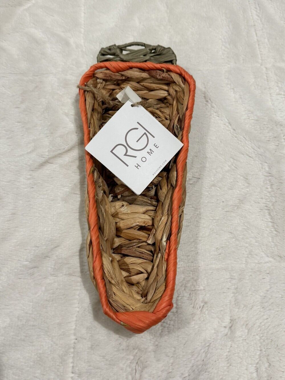 Brand New With Tags Woven Carrot Basket Made By RGI HOME Summer Decor